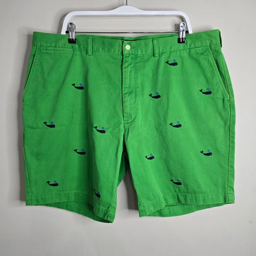 Polo Ralph Lauren Mens Green Embroidered Whale Chino Shorts Size 42